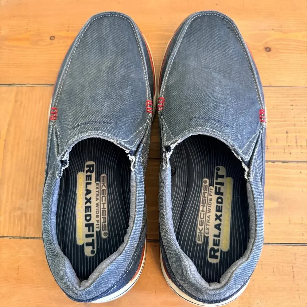Skechers Relaxed Fit Men's 9.5 Extra Wide Slip On Loafers Canvas Canvas Shoes